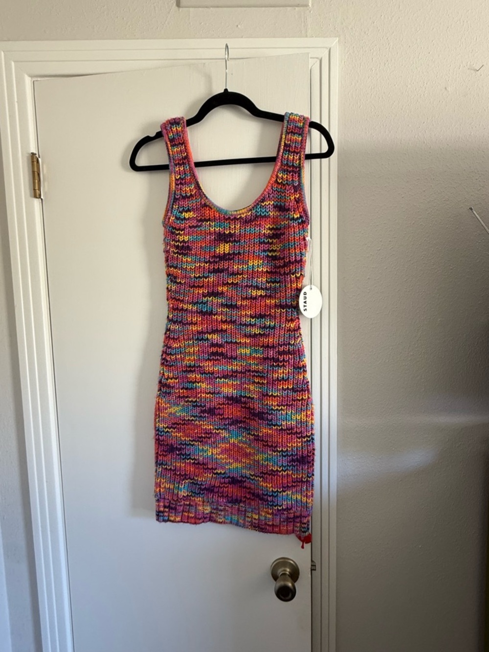 Staud Multicolor Knit Tank Dress - Vibrant Rainbow Colors